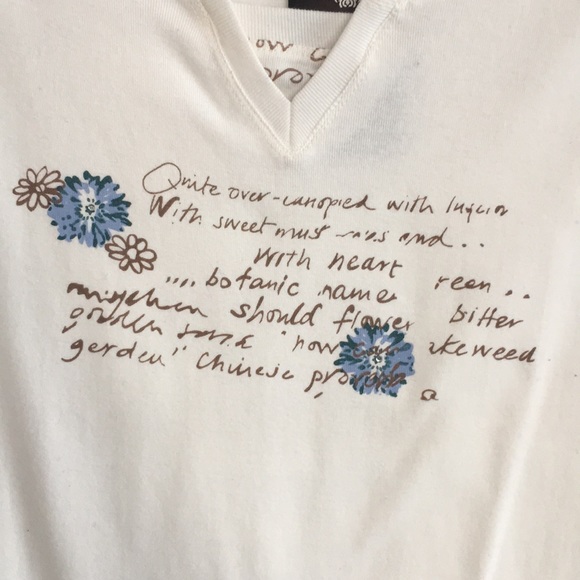 White tank w/script @ floral detail - Picture 2 of 3